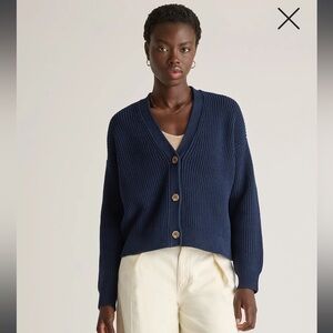 Quince 100% Organic Cotton Fisherman Boxy Cropped Cardigan